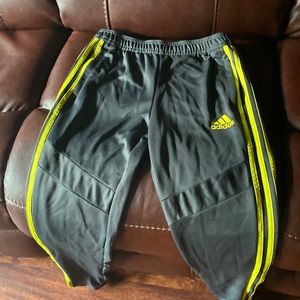 Grey and lime adidas pants. Size large